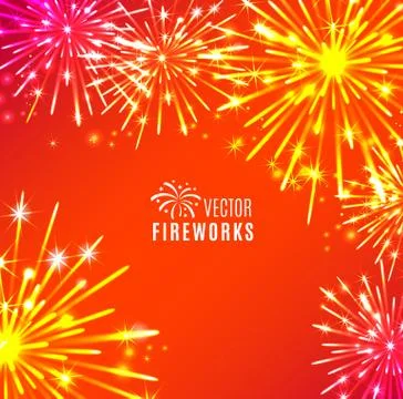 Vector Illustration of Fireworks 库存插图