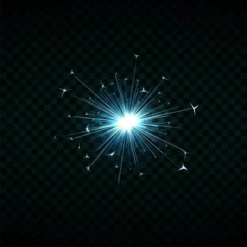 Vector illustration of fireworks lights in bright blue neon color with sparks イラスト素材
