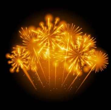 Vector Illustration of Fireworks, Salute on a Dark Background イラスト素材