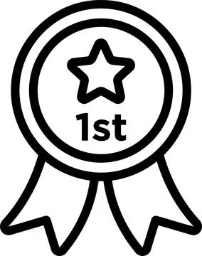 Vector illustration of a first place award medal with a star and ribbons ic.. イラスト素材
