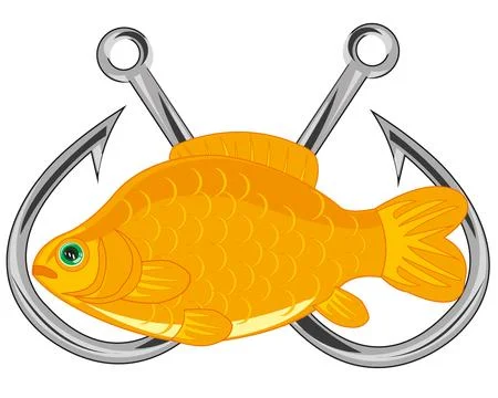 Vector illustration of fish and fish hook Stock Illustration