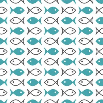 Vector illustration of fish icon on white background. Stock Illustration