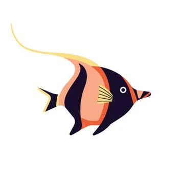 Vector illustration of fish isolated on white background. Handdrawn design el Stock Illustration