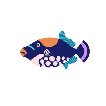 Vector illustration of fish isolated on white background. Handdrawn design el Stock Illustration
