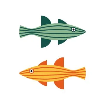 Vector illustration of fish isolated on white background. Handdrawn design el Stock Illustration