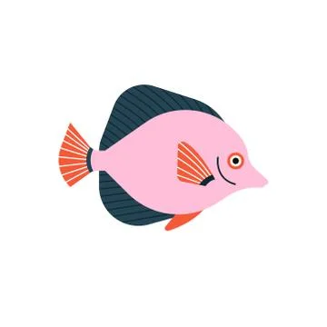 Vector illustration of fish isolated on white background. Handdrawn design el Stock Illustration