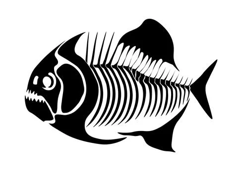 Vector illustration with fish skeleton isolated on a white background. Stock Illustration