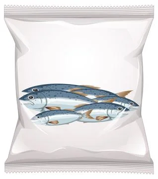 Vector Illustration of Fish Snack Packaging Design 스톡 일러스트