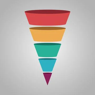 Vector illustration of five step funnel diagram 스톡 일러스트