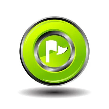 Vector illustration of flag on green button Stock Illustration