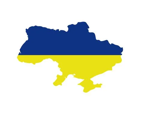 Vector Illustration of the Flag Incorporated Into the Map of Ukraine Stock Illustration