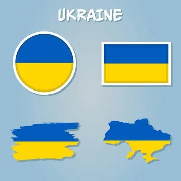 Vector Illustration of the Flag Incorporated Into the Map of Ukraine. Illustrazione stock