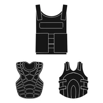 Vector illustration of flak and jacket sign. Set of flak and body stock vector Stock Illustration