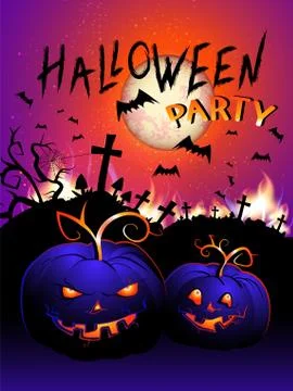 Vector illustration with flame, pumpkins head 스톡 일러스트