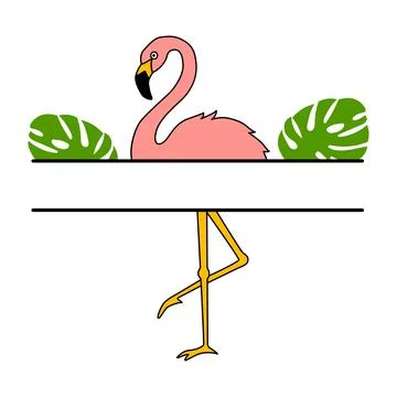 Vector illustration of flamingo monogram in flat style is isolated on white Stock Illustration
