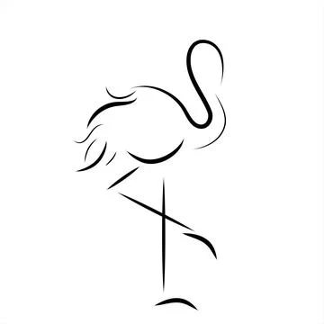 Vector illustration of flamingo painted with simple lines. Symbol of wild ani Stock Illustration