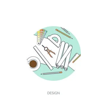 Vector illustration. Flat architectural project. Teamwork building and planning Stock Illustration