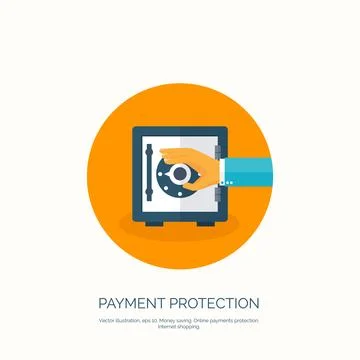 Vector illustration. Flat background with bank deposit. Save money. Online Ilustración de archivo