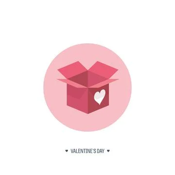 Vector illustration. Flat background with box. Love and hearts. Valentines day 스톡 일러스트