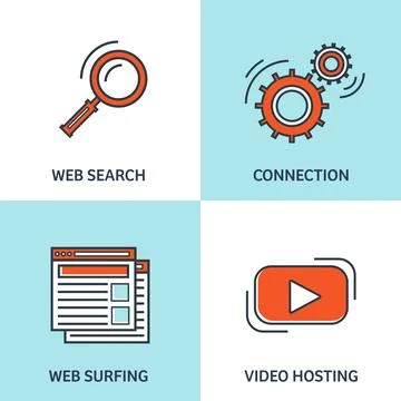 Vector illustration. Flat background. Coding, programming. SEO. Search engine Stock-Illustration