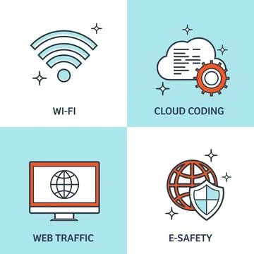 Vector illustration. Flat background. Coding, programming. SEO. Search engine Stock Illustration