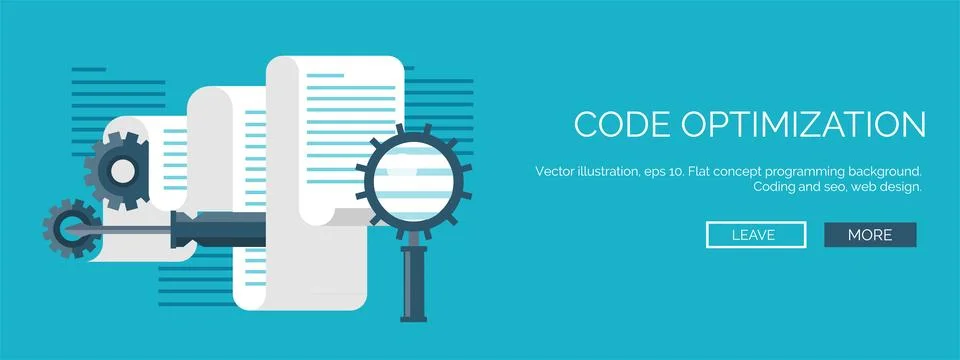 Vector illustration. Flat background. Coding, programming. SEO. Search engine Stock Illustration