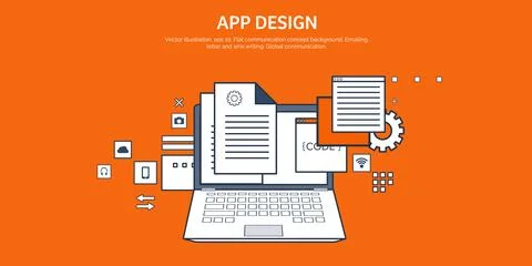 Vector illustration. Flat background. Coding, programming. SEO. Search engine Illustrazione stock