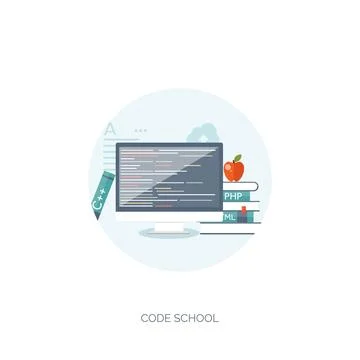 Vector illustration. Flat background. Coding programming SEO. Search engine Illustrazione stock