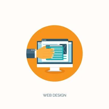 Vector illustration. Flat background. Coding programming SEO. Search engine Stockillustratie