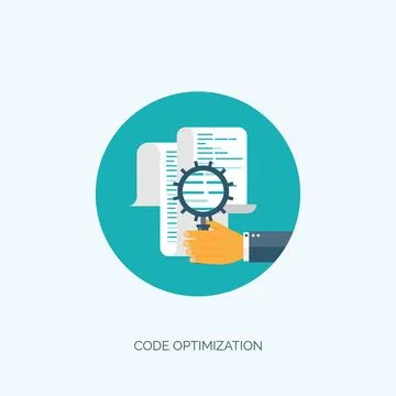 Vector illustration. Flat background. Coding programming SEO. Search engine Stockillustratie