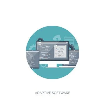 Vector illustration. Flat background. Coding programming SEO. Search engine Illustrazione stock