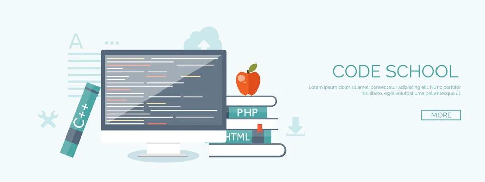 Vector illustration. Flat background. Coding programming SEO. Search engine Stock Illustration