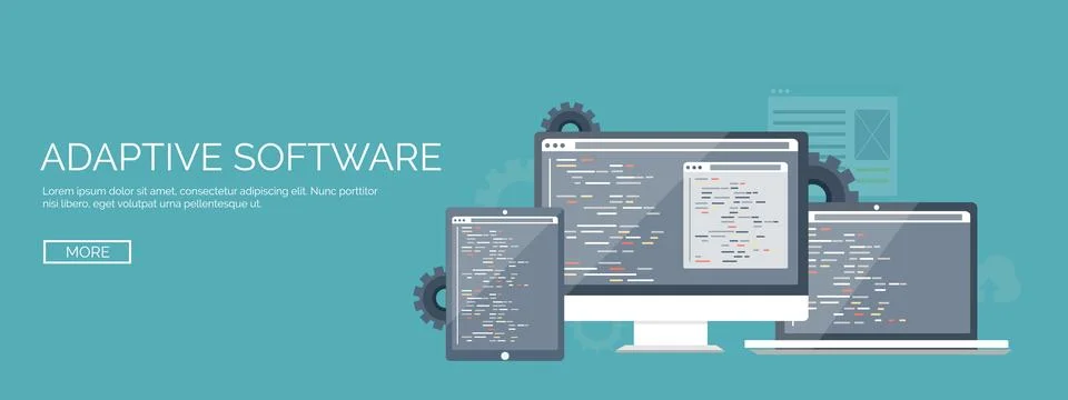 Vector illustration. Flat background. Coding programming SEO. Search engine Illustrazione stock