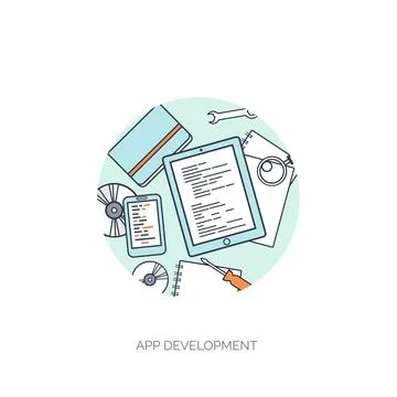 Vector illustration. Flat background. Coding programming SEO. Search engine Stockillustratie