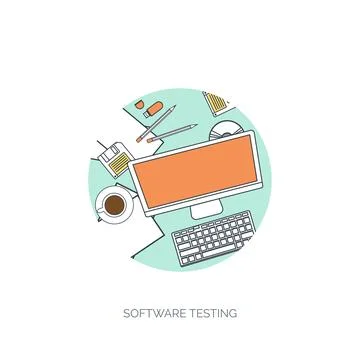 Vector illustration. Flat background. Coding programming SEO. Search engine Stockillustratie