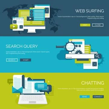 Vector illustration. Flat background. Coding, programming SEO. Search engine Stock Illustration