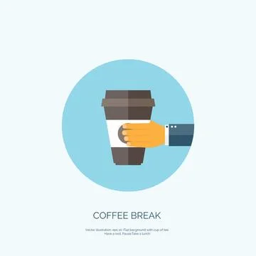 Vector illustration. Flat background, coffee paper cup. Stock Illustration