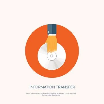 Vector illustration. Flat background, compact disk. Information transfer. Web Stock-Illustration
