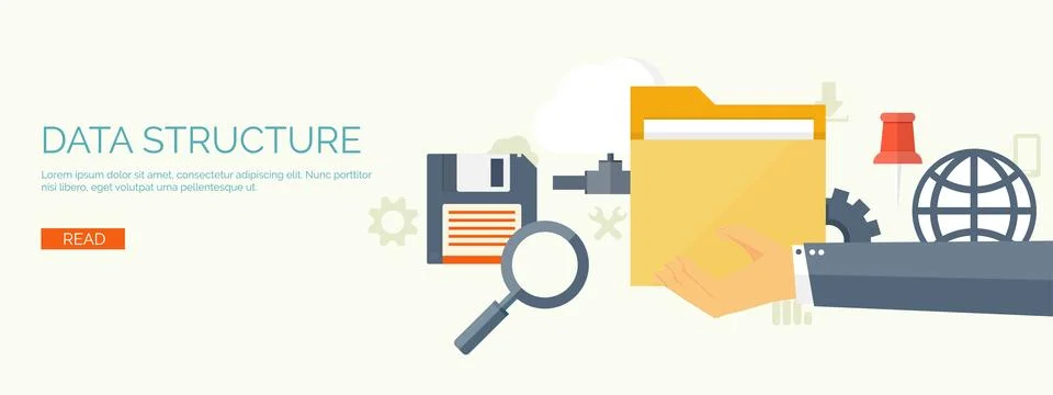 Vector illustration. Flat background. Computing cloud technology. Data migration Illustrazione stock