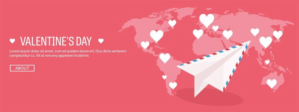 Vector illustration. Flat background with envelope, paper plane. Love and hearts イラスト素材