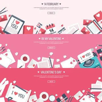 Vector illustration. Flat background with envelope typewriter, documents, paper Stock Illustration