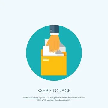Vector illustration. Flat background with folder. Web data storage. Cloud Illustrazione stock