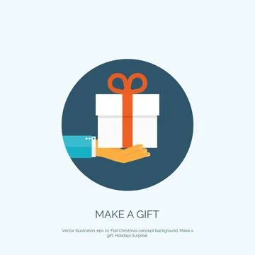 Vector illustration. Flat background with gift box. 스톡 일러스트
