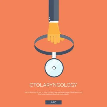 Vector illustration. Flat background with hand and medical mirror. First aid Illustrazione stock