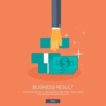 Vector illustration. Flat background with hand ,money. Monay making ,saving. Pay Illustrazione stock
