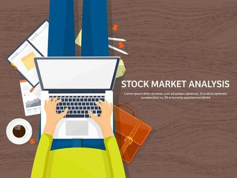 Vector illustration. Flat background. Market trade. Trading platform ,account Illustrazione stock