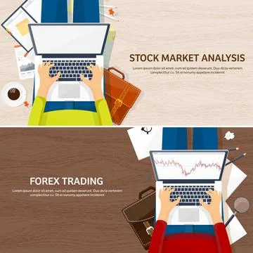 Vector illustration. Flat background. Market trade. Trading platform ,account Stock Illustration