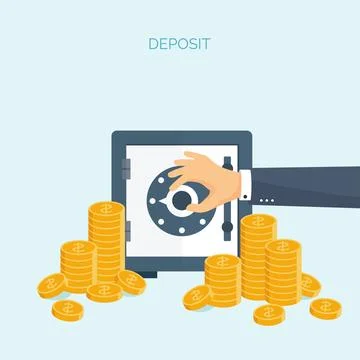 Vector illustration. Flat background with money. Money making. Bank deposit Illustrazione stock