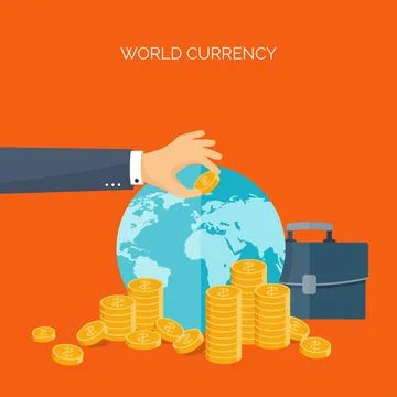 Vector illustration. Flat background with money. Money making. Bank deposit Illustrazione stock
