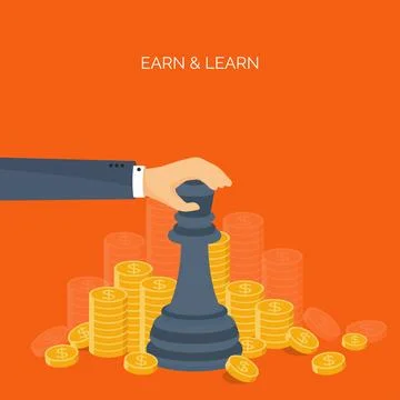 Vector illustration. Flat background with money. Money making. Bank deposit イラスト素材